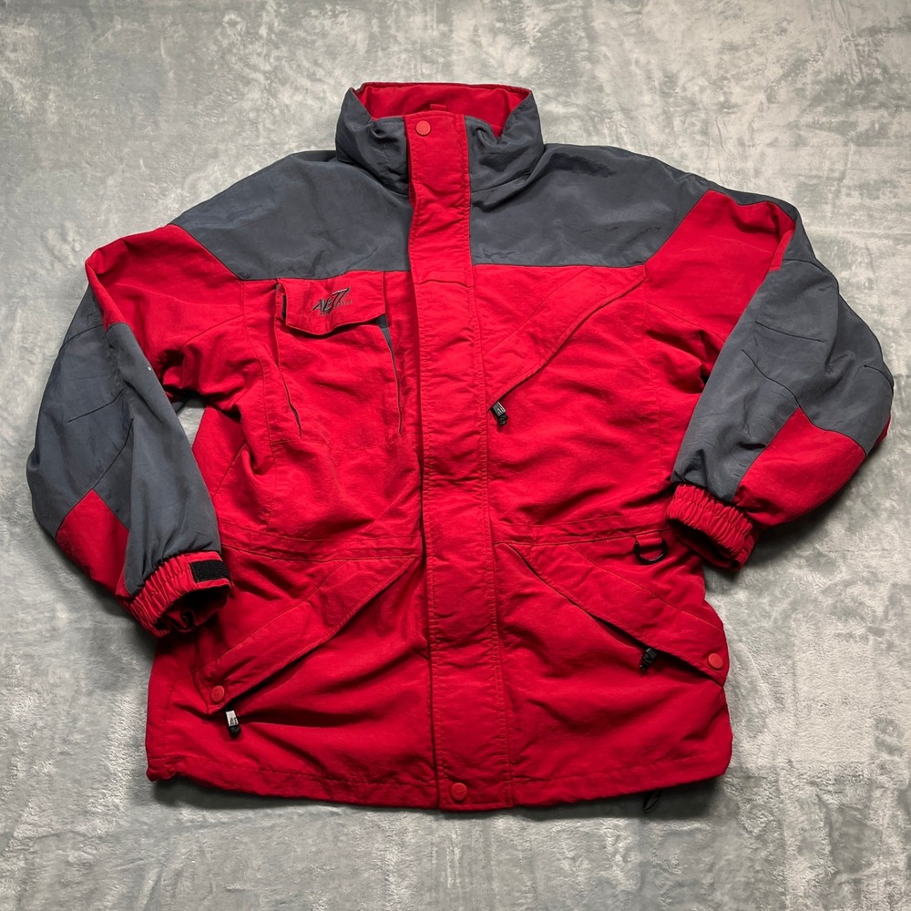 Y2K American Eagle AE77 Performance Ski Jacket Mens Red‎ Grey Colorblock Parka M